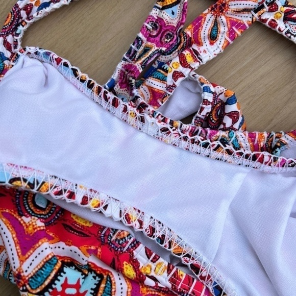 Kenneth Cole Casablanca Off The Shoulder High Neck One Piece Swimsuit Small - Picture 7 of 12